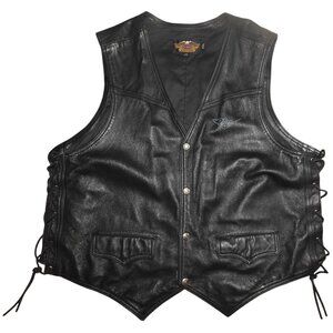 Harley-Davidson Motorcycle Leather Riding Vest Genuine Cowhide Leather Men's 3XL